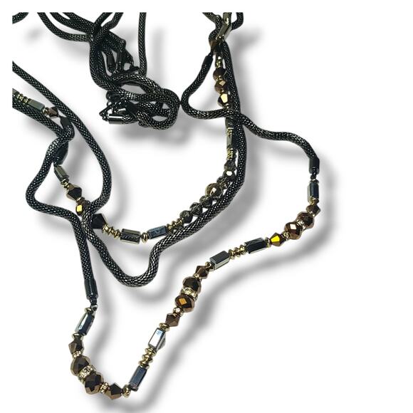 WHBM Multi-strand Snake Chain Crystal Bead Station Necklace 32"-44" - Picture 9 of 11